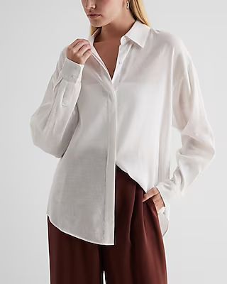 Linen-Blend Boyfriend Portofino Shirt | Express