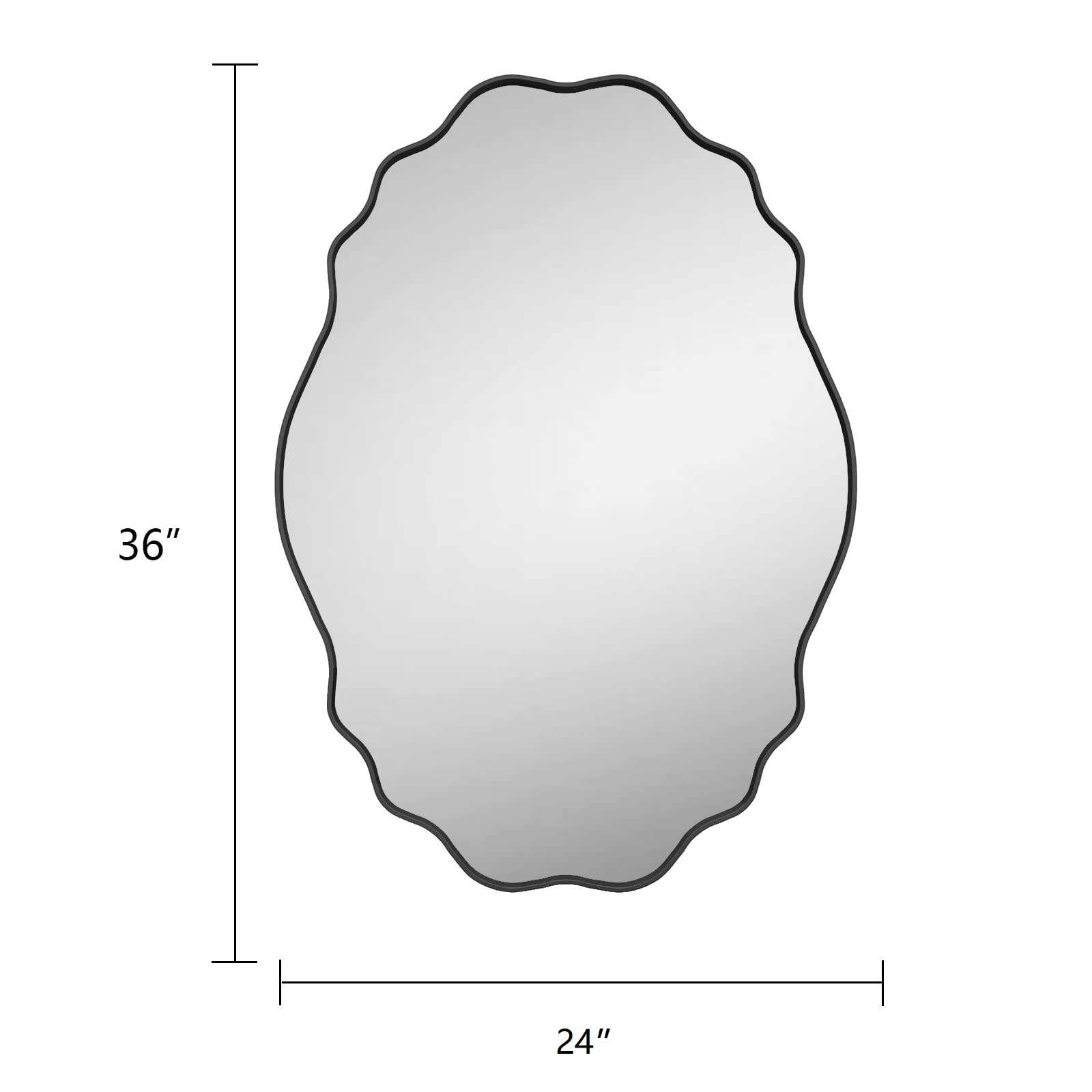 24x36 Irregular Wall Mirror, Matte Black Oval Wavy Framed Bathroom Mirror, Modern Black Vanity Mirror, Decorative Wall Mirror(Horizontal/Vertical) | Amazon (US)