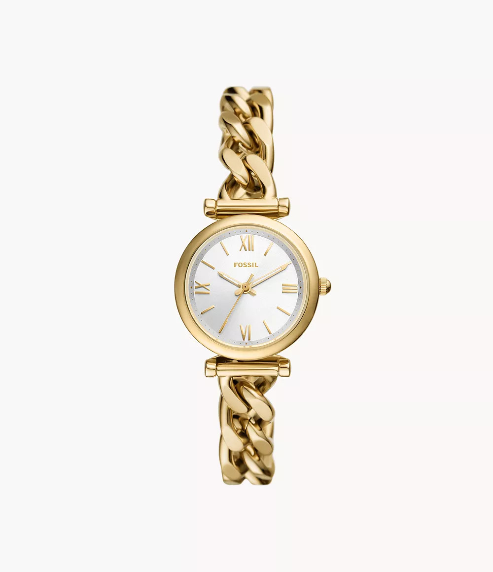 Carlie Mini 28mm Three-Hand Gold-Tone Stainless Steel Watch | Fossil (US)