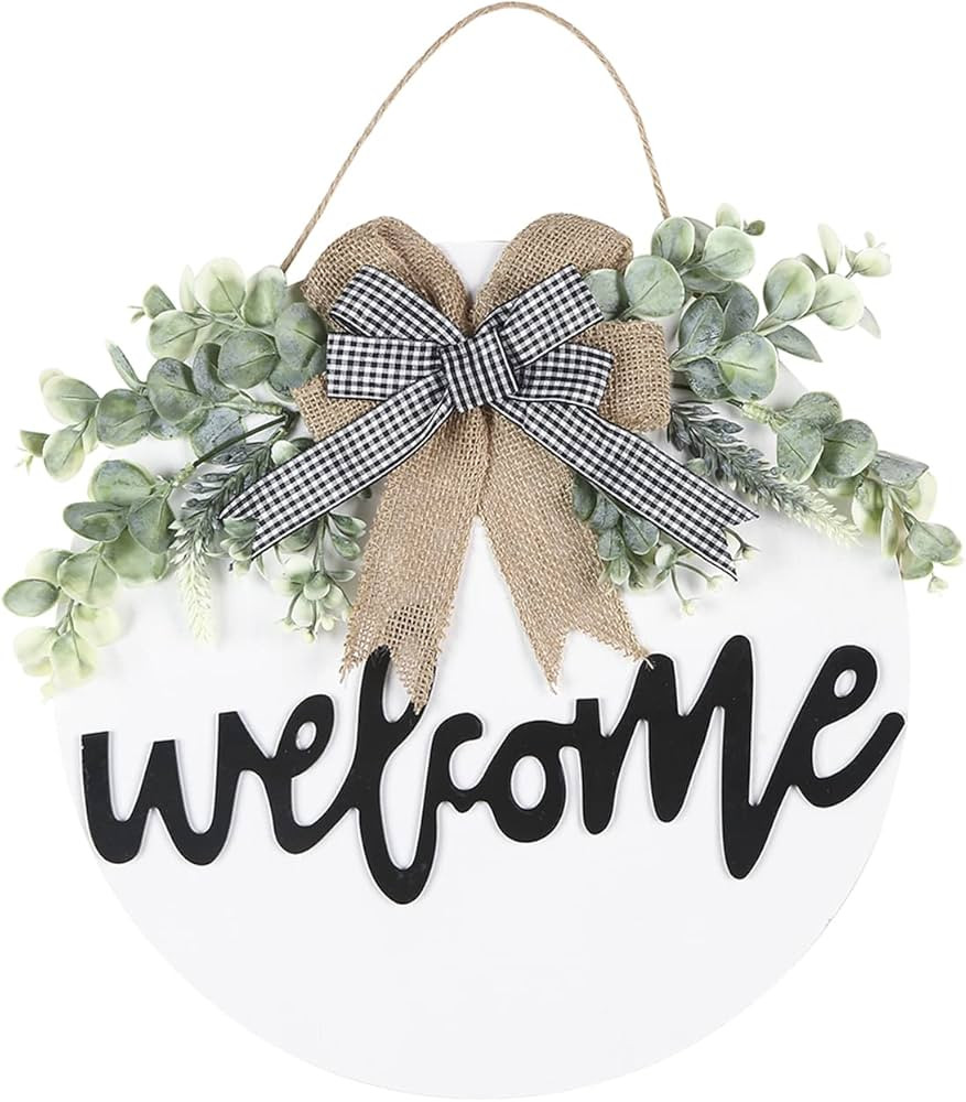 Sattiyrch Welcome Sign for Front Door Round Wood Sign Hanging for Farmhouse porch Door Decoration... | Amazon (US)