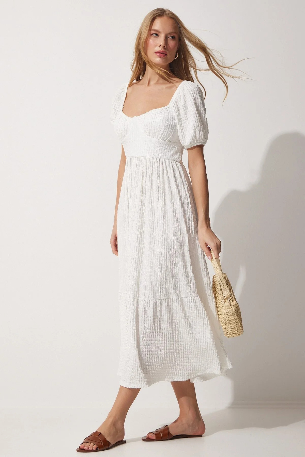 Happiness İstanbul Kleid - Weiß - A-Linie Fast ausverkauft | Trendyol DE