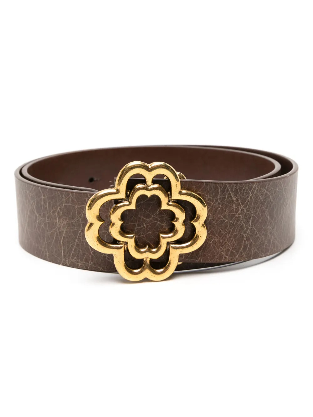 Maje Clover Distressed Leather Belt - Farfetch | Farfetch Global