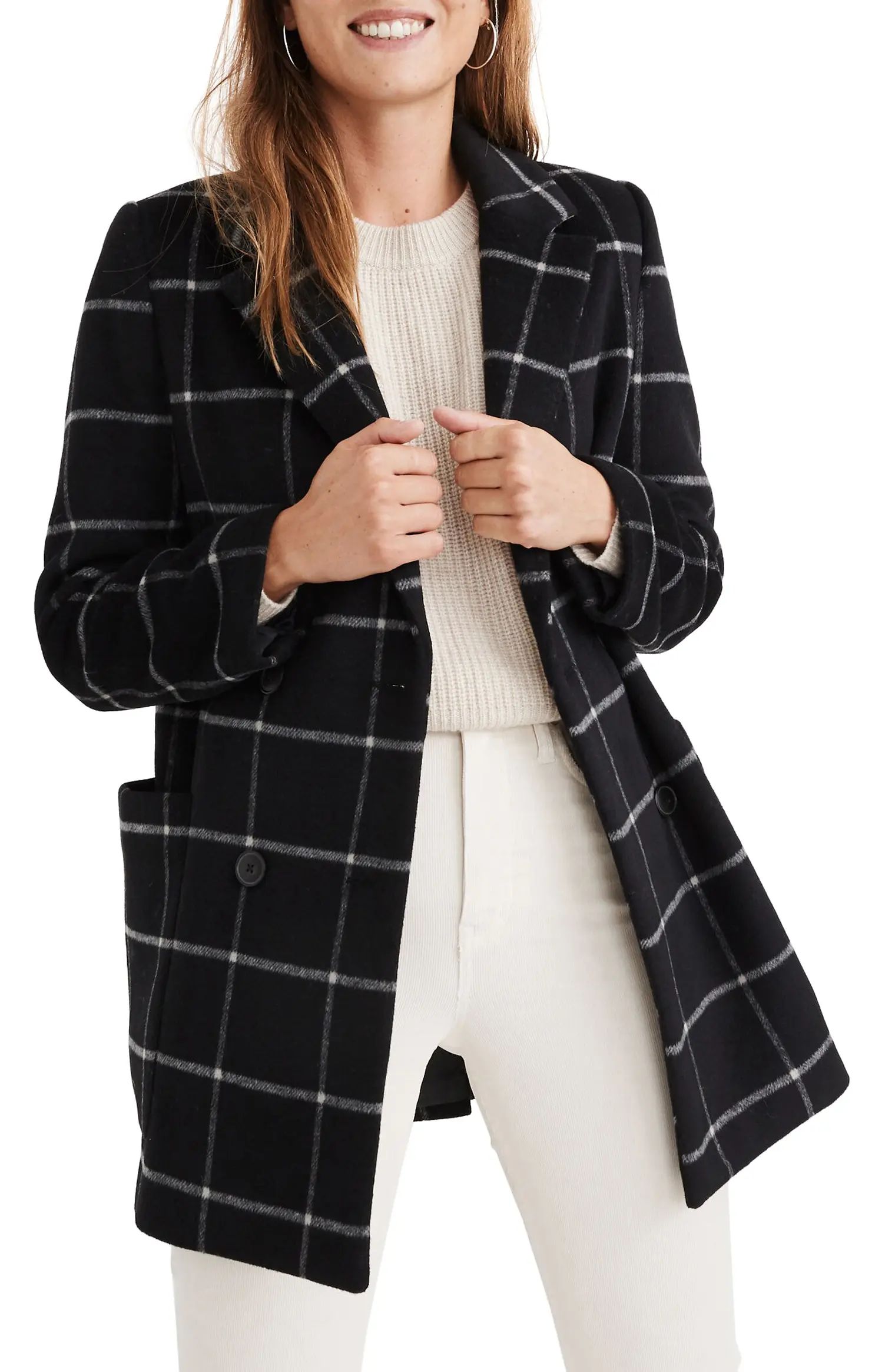 Hollis Windowpane Check Double Breasted Coat | Nordstrom