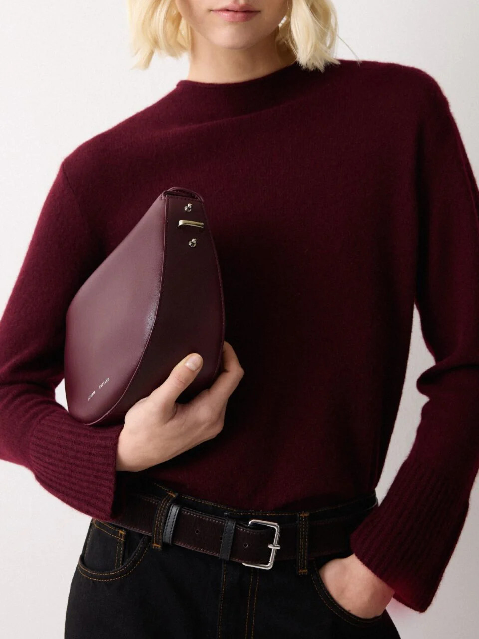 Leather Fold Over Cross Body Bag | Burgundy | Jigsaw (UK)