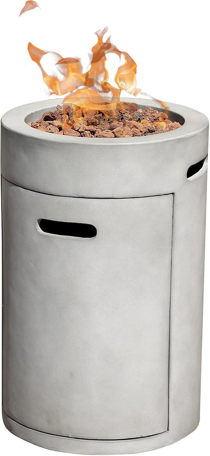 SUNSITT Outdoor Propane Fire Pit 16'' Round Patio Gas Fire Pit Table with Lava Rocks Waterproof C... | Amazon (US)