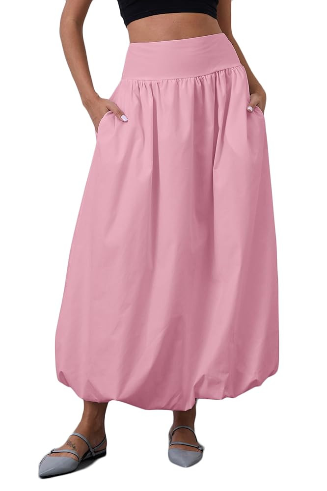Y2K Bubble Maxi Skirts for Women A Line Long Pleated Casual Summer Skirts 2024 Elastic Waist Ball... | Amazon (US)