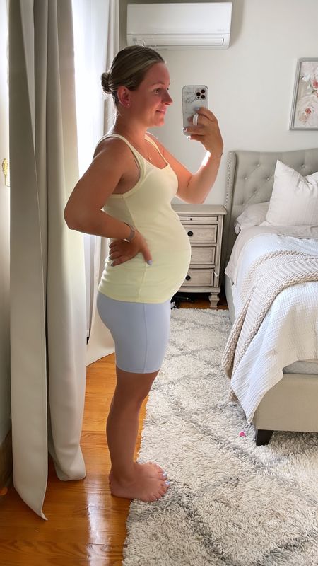 26 weeks pregnant! This outfit is my go to for summer! Biker shorts are non maternity but so comfortable. 

#LTKBump #LTKStyleTip #LTKActive