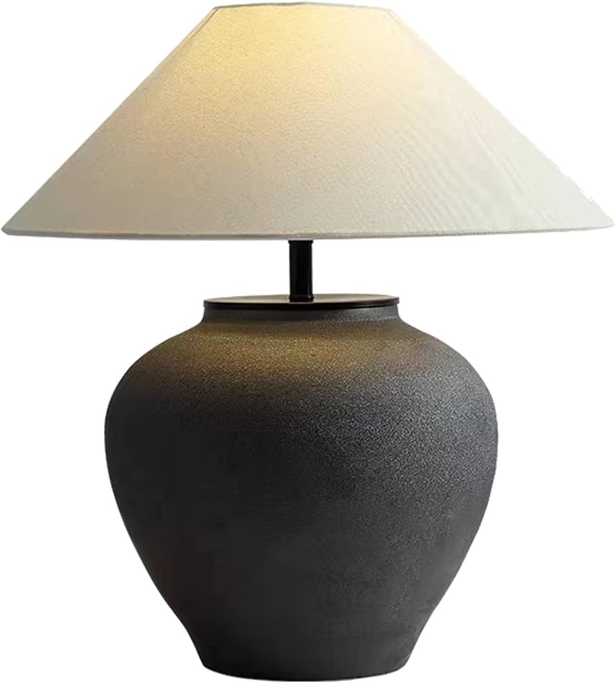 Rustic Black Table Lamp, Farmhouse Handmade Ceramic Table Lamp, Modern 20.86’’Tall Table Lamp... | Amazon (CA)