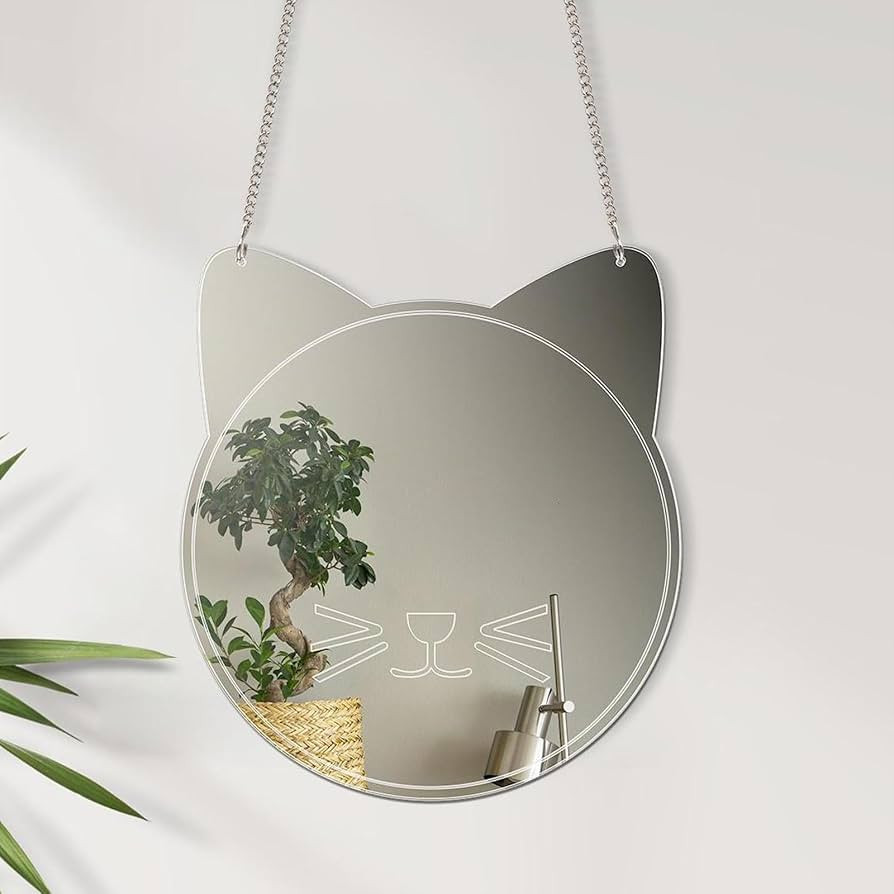 Acrylic Mirror Wall Stickers Cute Cat Decoration Mirror Non-Glass Unbreakable Hanging Mirror Wall... | Amazon (US)