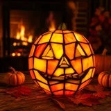 Halloween Decorations Indoor Stained Glass Pumpkin Lamp, Whimsical Fall Decor LED Night Light, Pu... | Walmart (US)