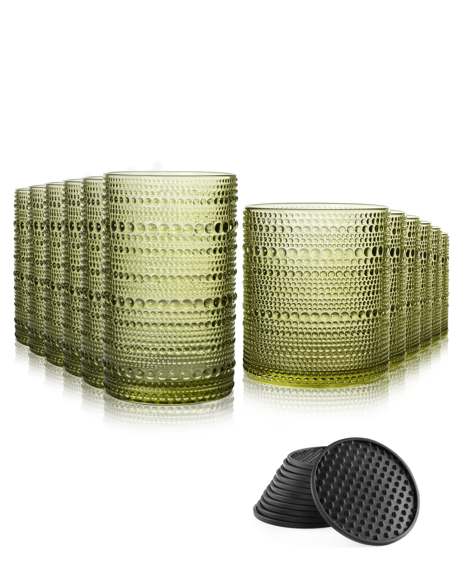 Hobnail Drinking Glasses Set of 12 Count, Vintage Glassware, Old Fashioned Glasses, 6 Highball Bu... | Amazon (US)