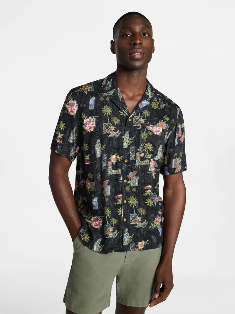 George Men's Printed Camp Shirt with Short Sleeves, Sizes S-3XLT | Walmart (US)