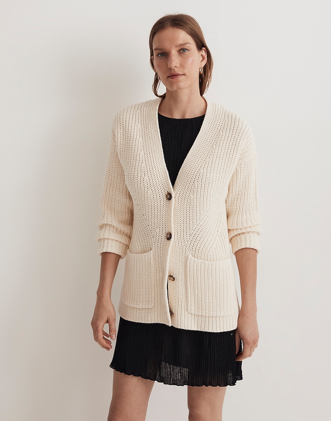 Textural-Stitch V-Neck Cardigan Sweater | Madewell