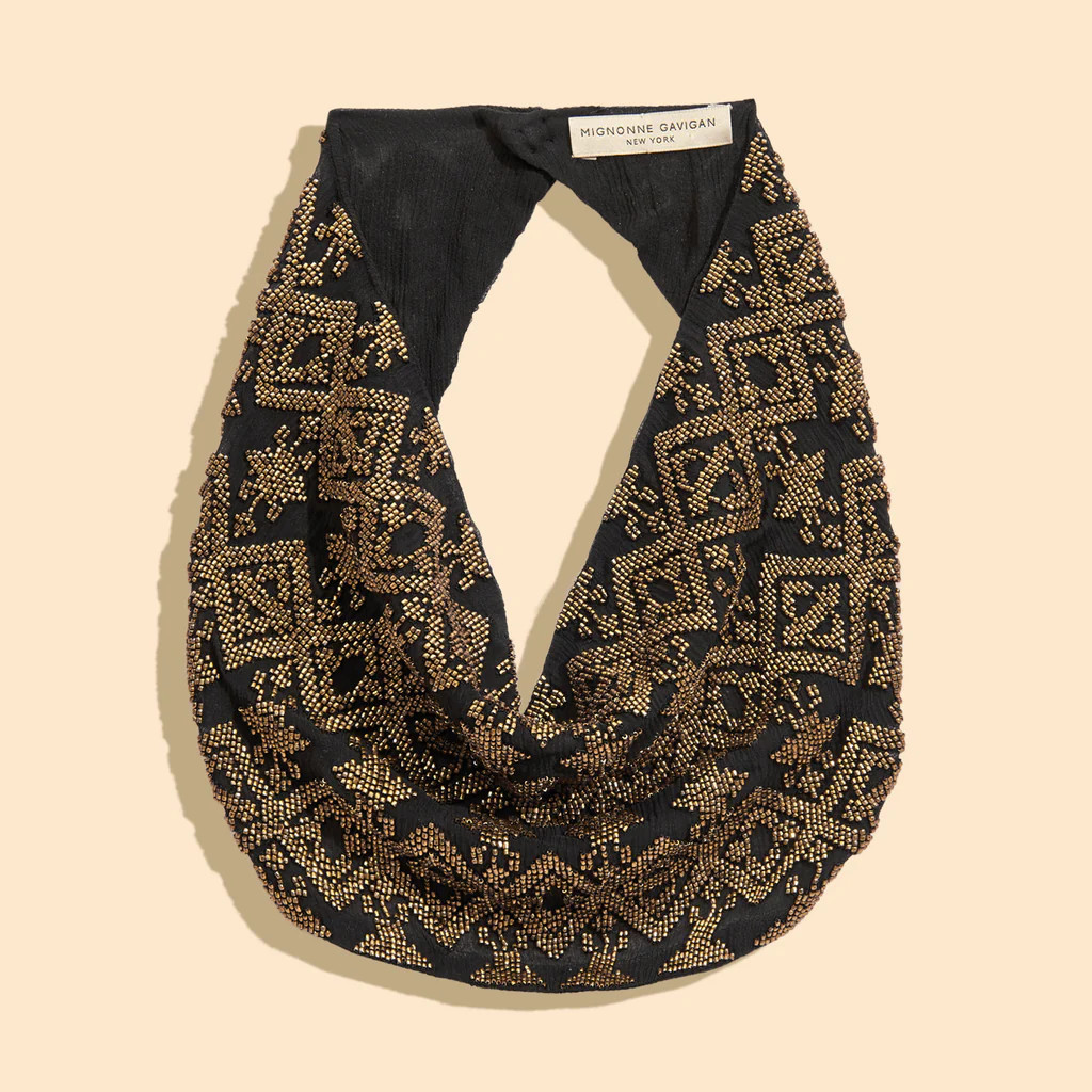 Dakota Scarf Necklace Black / Antique Gold | Mignonne Gavigan
