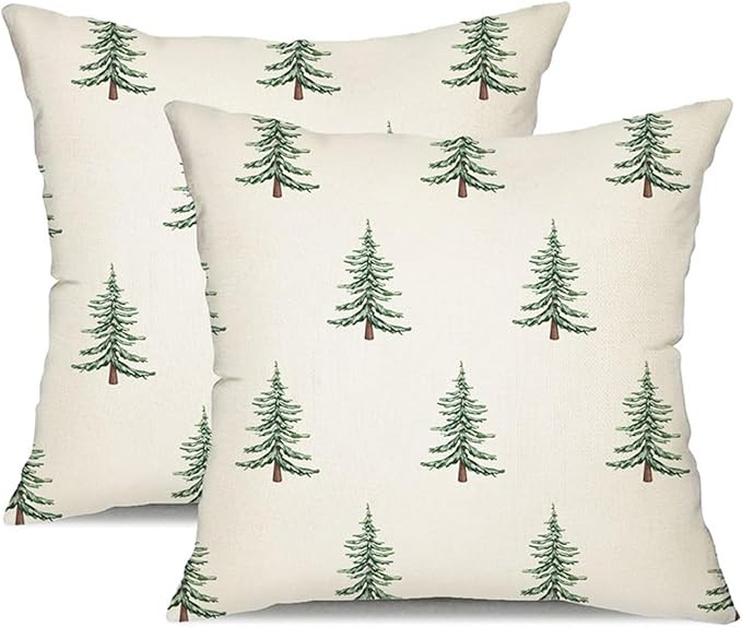 DFXSZ Christmas Pillow Covers 18x18 inch Set of 2 Christmas Tree Decorative White Throw Pillow Co... | Amazon (US)