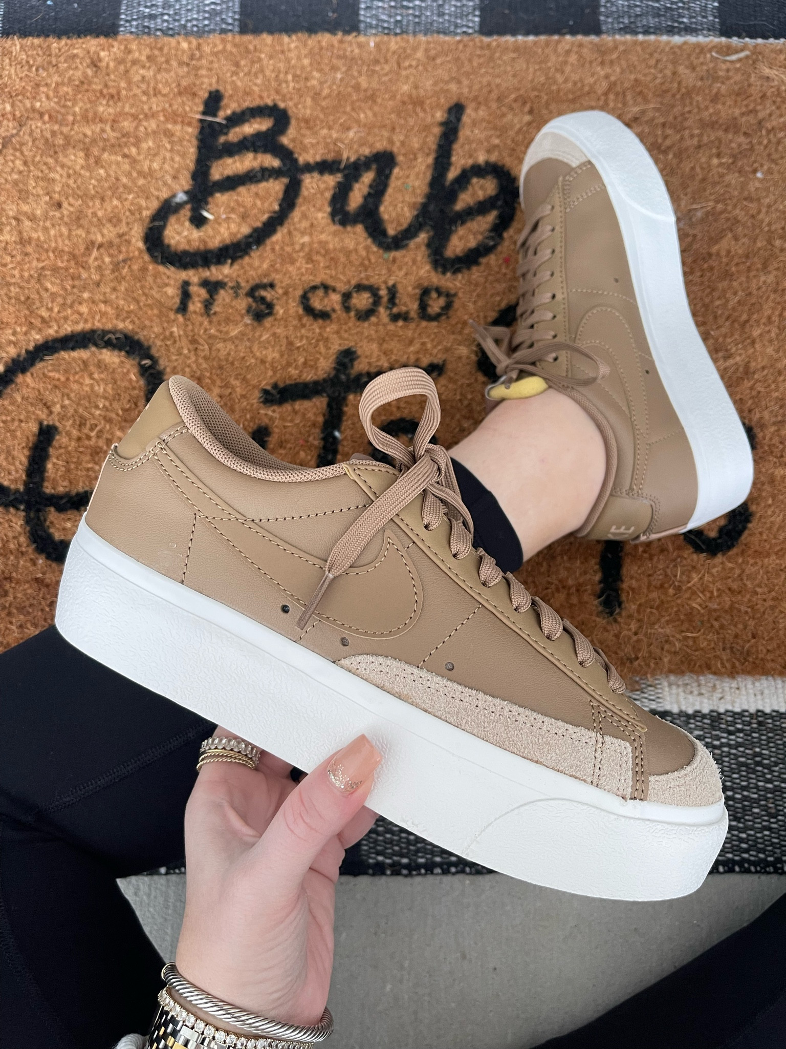 Nike sneakers neutral Nikes tan Nikes blazer platform
Size up 1/2 size athleisure 

#LTKshoecrush #LTKfit