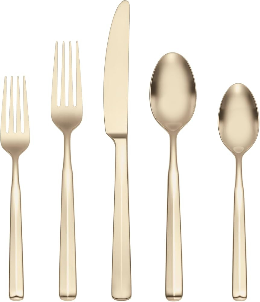 Oneida Ryder Satin Champagne Piece Flatware Set, 20 Count, Metallic | Amazon (US)