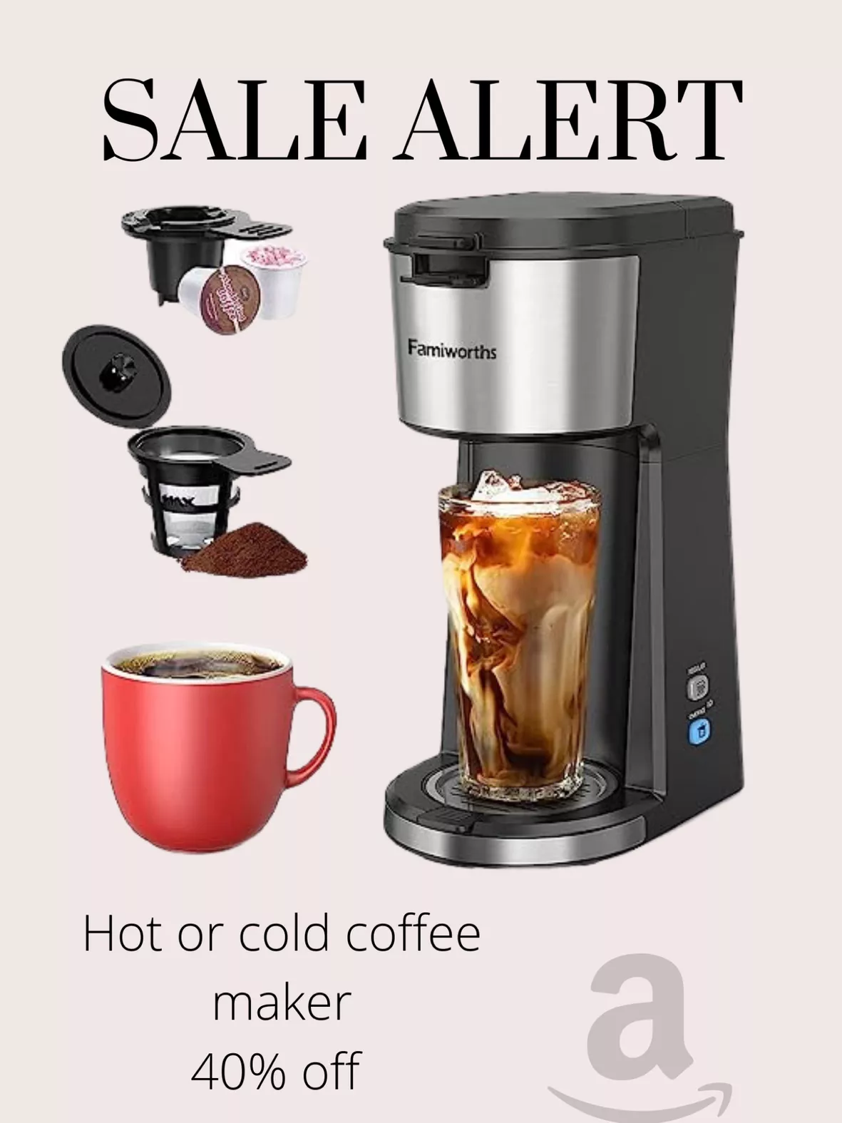 Famiworths Iced Coffee Maker Hot and Cold Coffee Maker Single