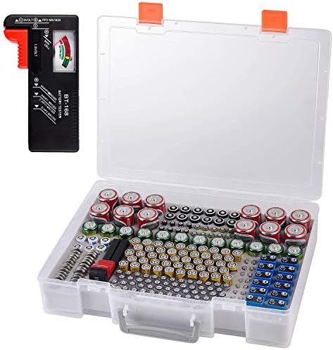 Battery Organizer Holder- Batteries Storage Containers Box Case with Tester Checker BT-168. Garage O | Amazon (US)