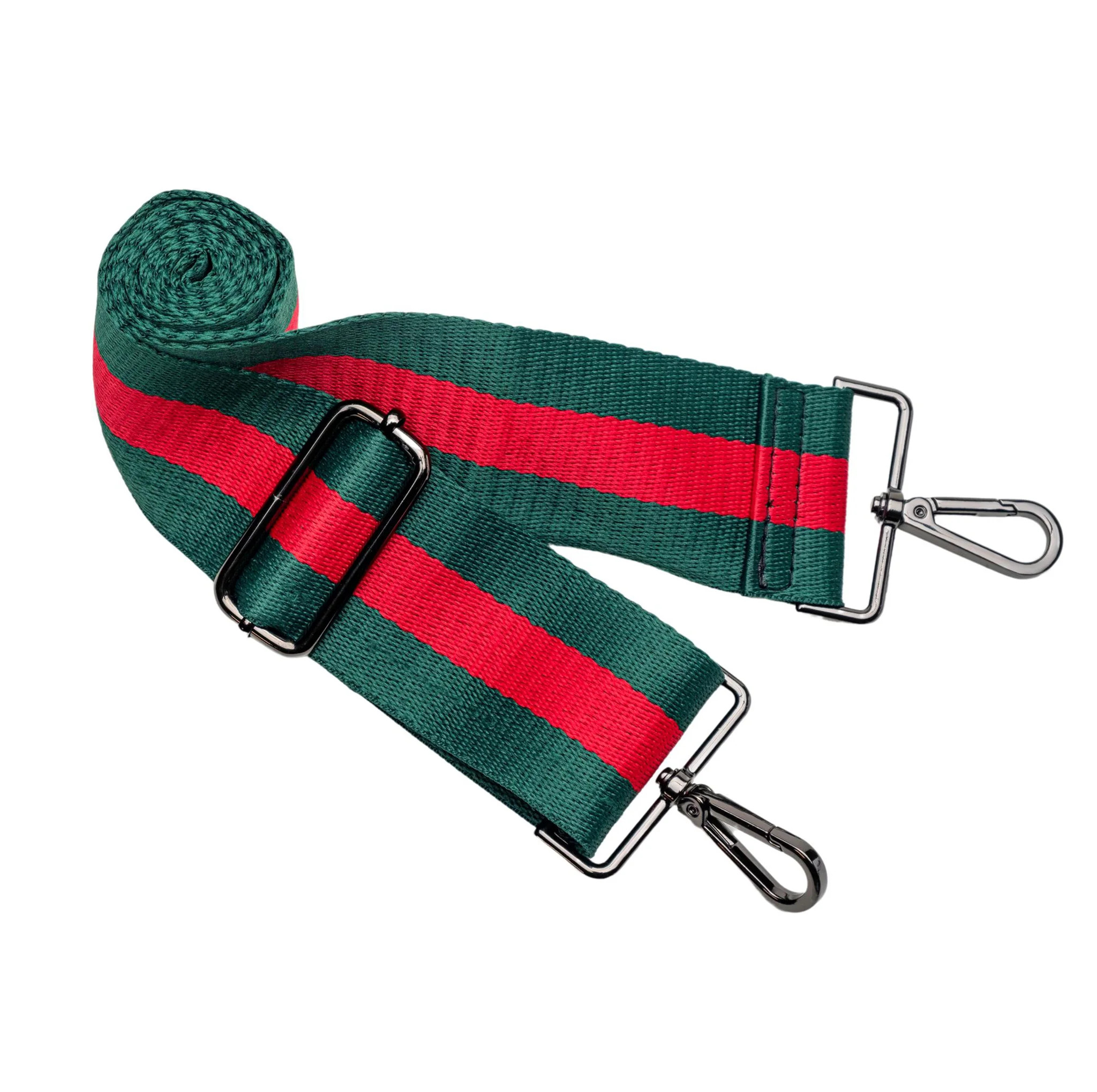 Red/Green Strap with Gunmetal Hardware | WanderFull 