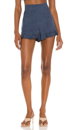 Ruffle Hem Short in Denim | Revolve Clothing (Global)