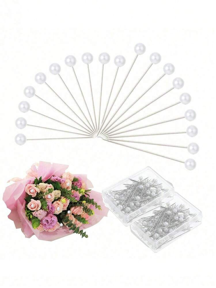 300Pcs/100pcs 1.5inch Pearl Pins For Bouquets Sewing Pins,Pearlized Ball Head Pins Straight Pins Sewing Pins For Fabric White Straight Head Pins Map Pins Fixed Sewing Marker Needle For Crafting Maker Jewelry DIY Craft Sewing Wedding Flower Decorations,Bridal Sewing, Ornamentation, Wedding Bouquets,Bachelorette Decor,Bachelorette Gifts,Bachelorette Party,Bridal Shower Favors,Wedding Favors For Guests(White) | SHEIN