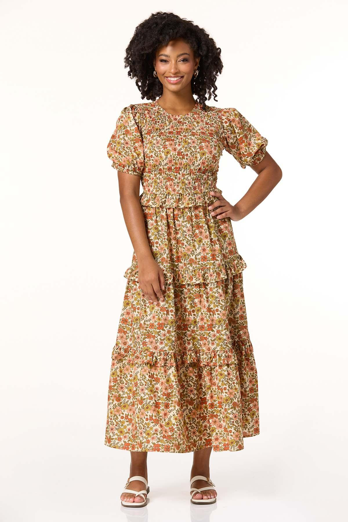 Smocked Autumn Blossom Dress | Cato Fashions