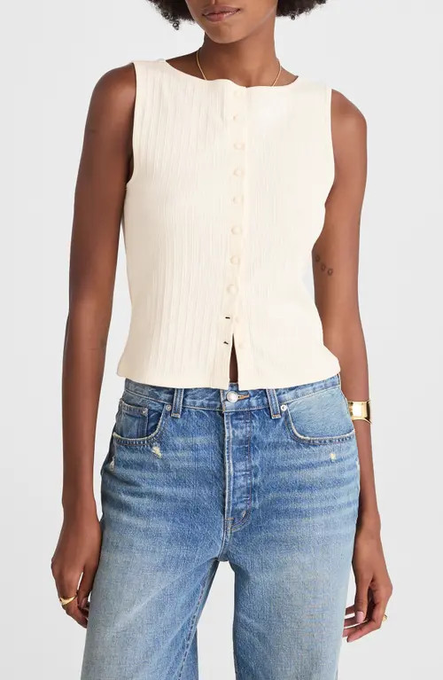 Madewell Rib Crewneck Vest Tank in Vintage Ivory at Nordstrom, Size X-Large | Nordstrom