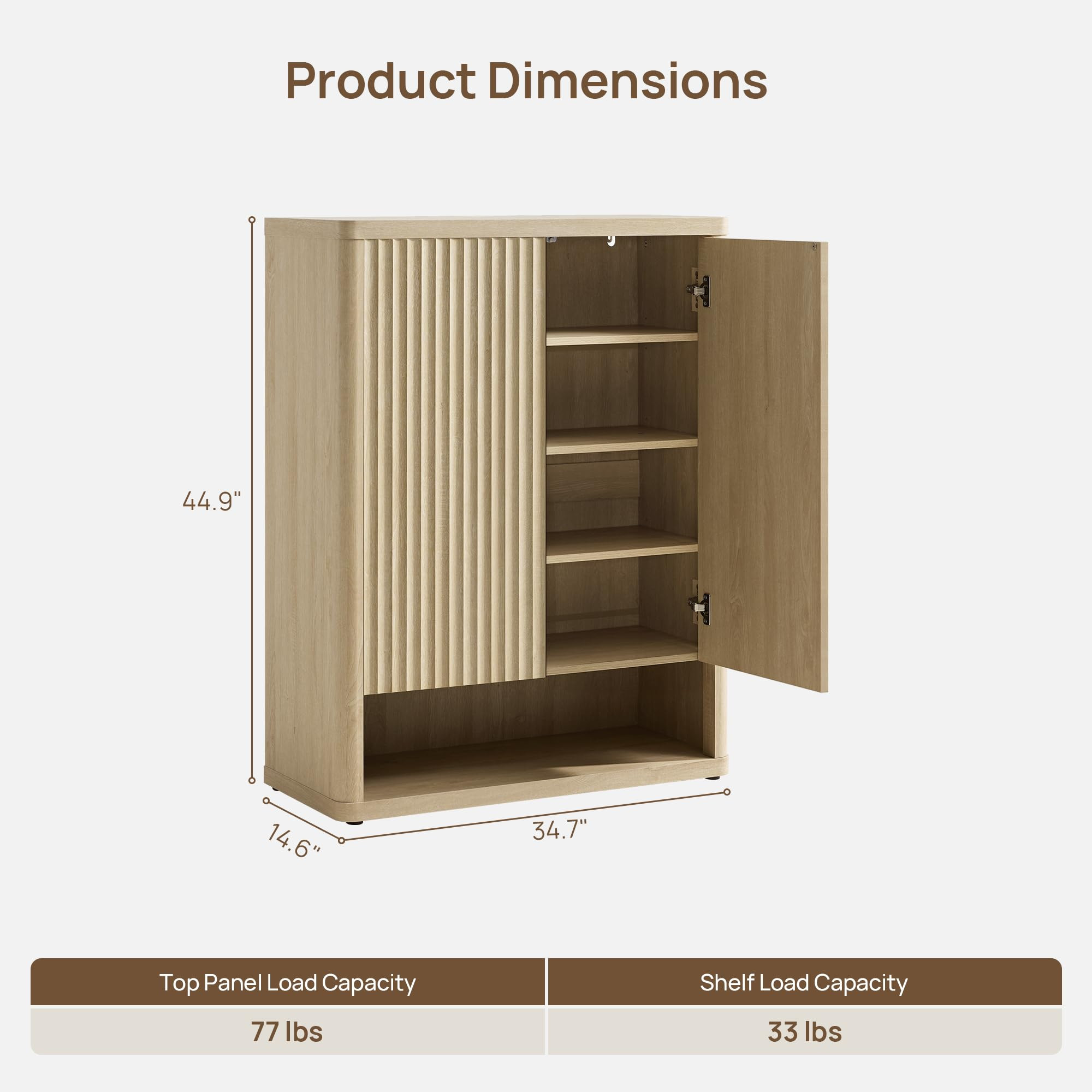 SICOTAS Shoe Cabinet 44" Tall Large Storage Organizer Modern Shoe Rack with Doors & 4 Shelves Mid... | Amazon (US)