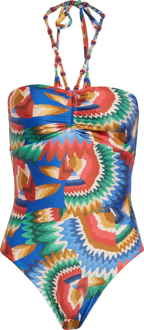 FARM Rio Chevron Toucans Halter Neck One-Piece Swimsuit | Nordstrom | Nordstrom