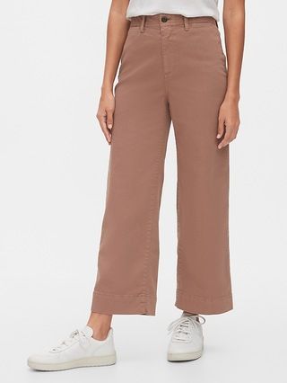 High Rise Wide-Leg Crop Khakis | Gap (US)