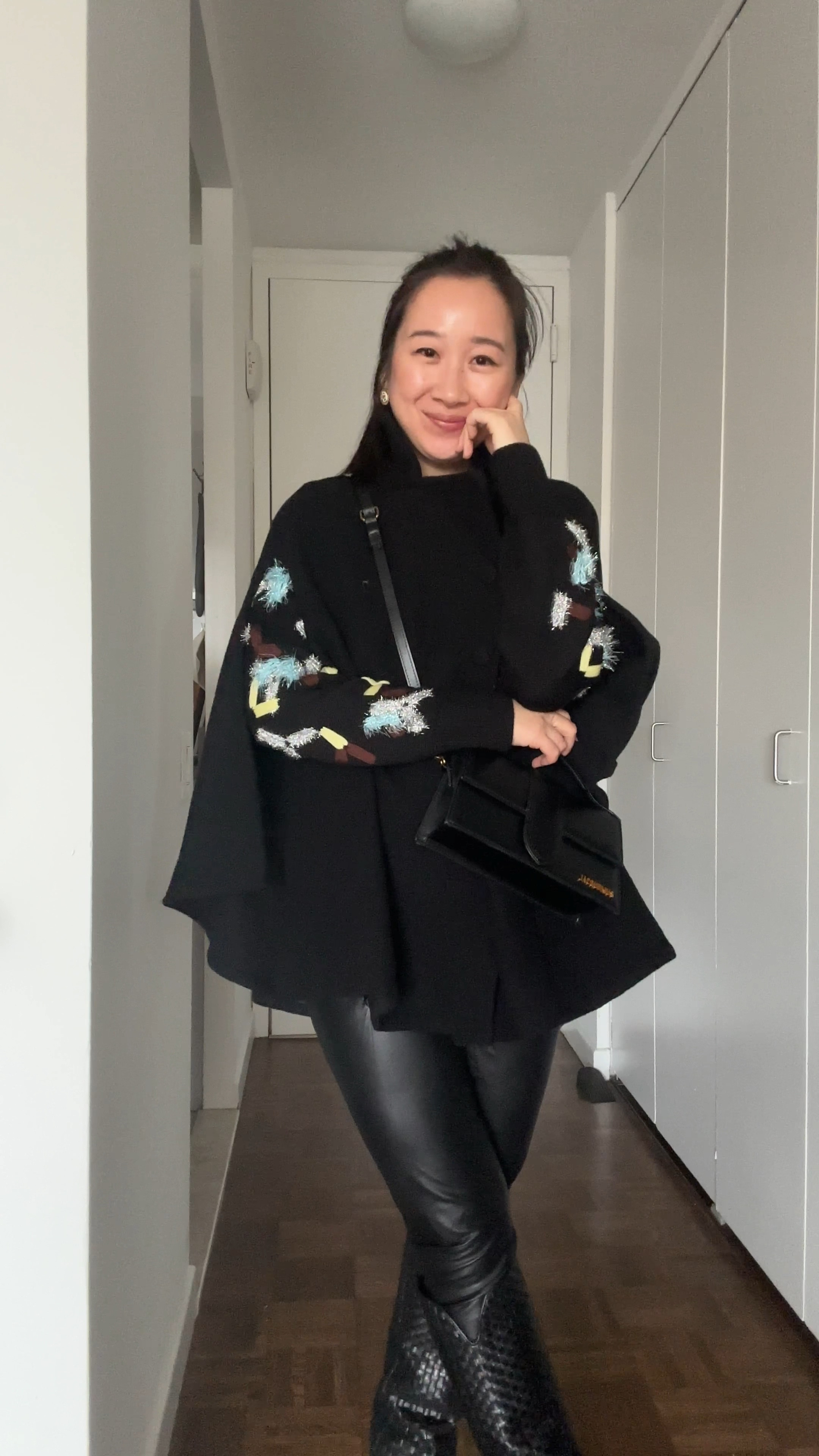 Adding texture to an all black outfit! 
