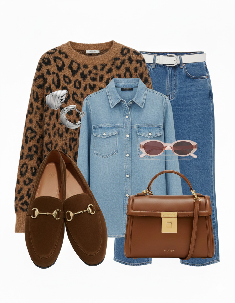 Double denim, a touch of leopard, and classic black—effortless chic 🖤✨From coffee dates to city strolls, this look does it all. 

 #LTKaustralia #LTKmodest #LTKdresses