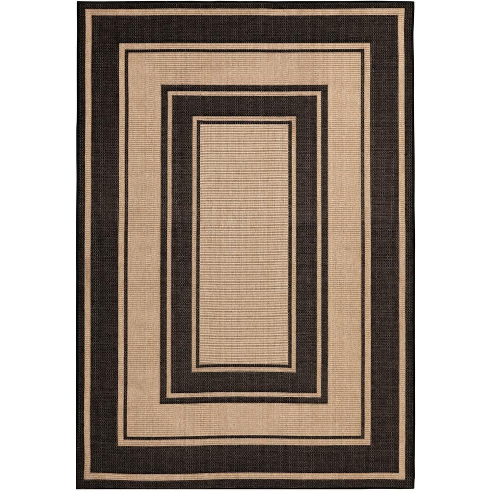 Hampton Bay Black and Brown Border 6 ft. x 9 ft. Indoor/Outdoor Area Rug-1746UI70HD.106I - The Ho... | The Home Depot