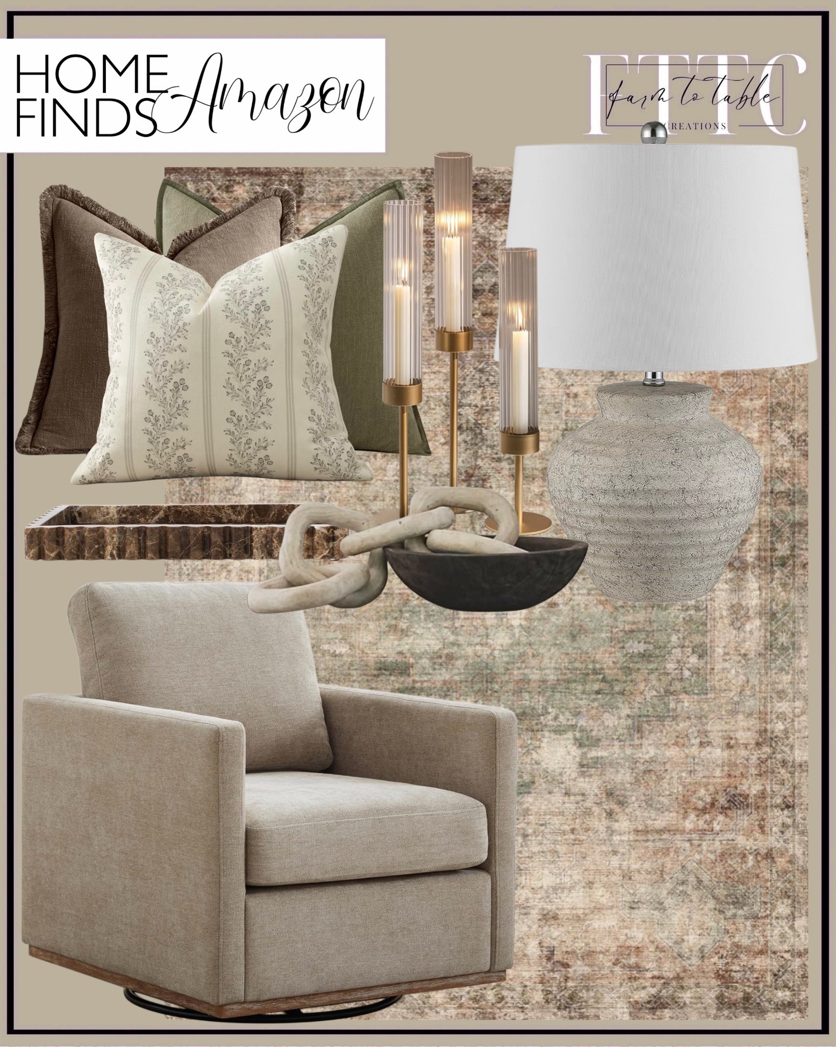 Neutral Amazon Home Finds That Feel Collected and Cozy

Follow @farmtotablecreations on Instagram for more cozy, elevated finds 🤍

This mix is all about layering texture and tone for that effortlessly styled look. Soft neutrals, subtle patterns, and warm finishes come together to create a space that feels inviting and lived-in. From the cozy accent chair to the vintage-inspired rug and simple styling pieces, these finds make it easy to get that designer feel without overcomplicating it.

#livingroomdecor #accentchair #throwpillows #arearug #homedecor

#LTKHome #LTKSaleAlert
