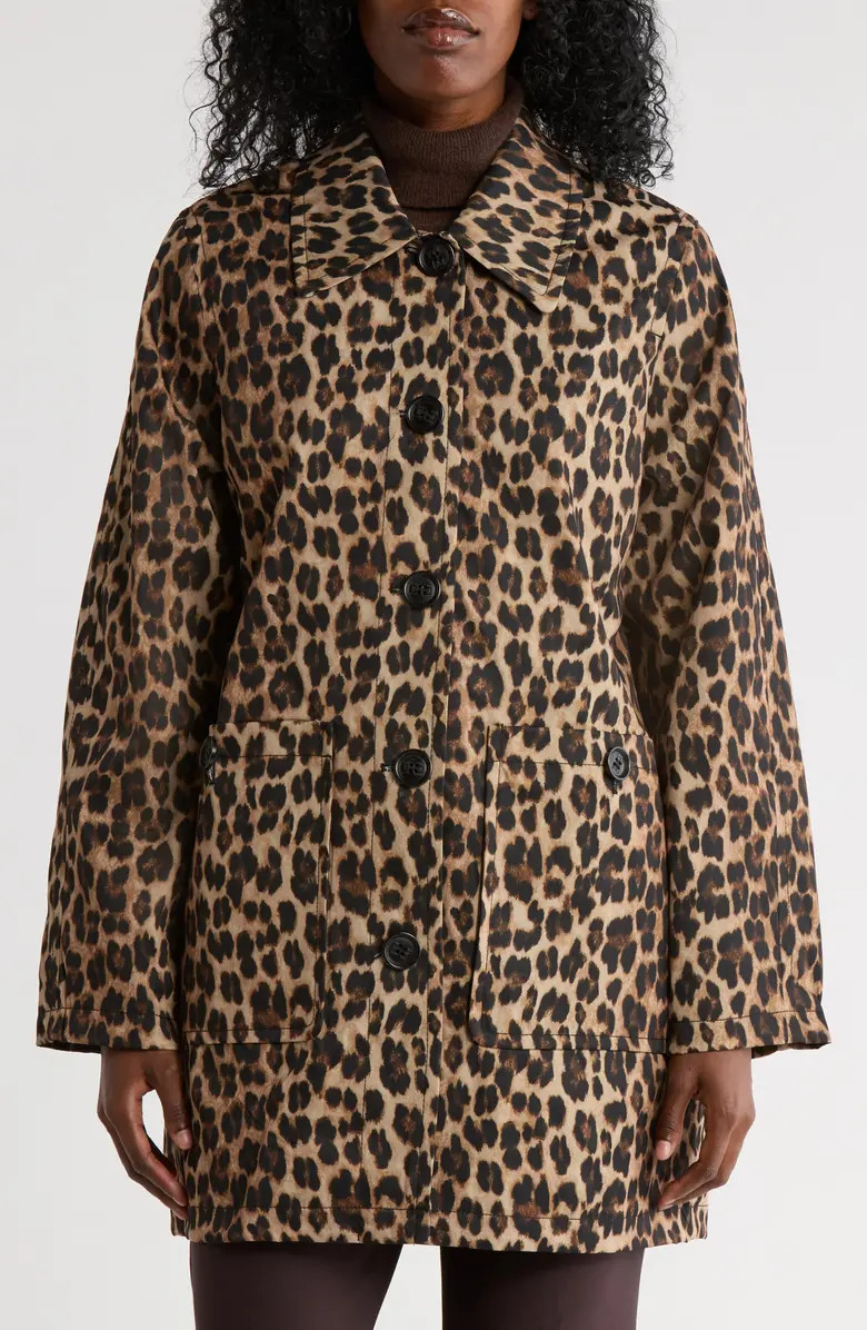 Sam Edelman Leopard Print Water Repellent Rain Jacket | Nordstromrack | Nordstrom Rack