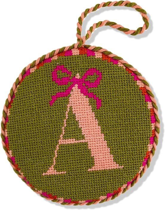 Furbish Needlepoint Letter A Ornament - Embroidered Monogram Christmas Tree Ornament, Personalize... | Amazon (US)