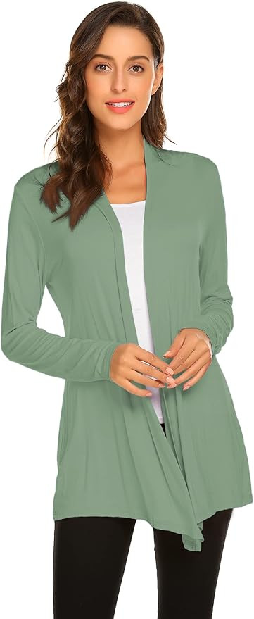 Womens Casual Lightweight Long Sleeve Cardigan Soft Drape Open Front Fall Dusters (S-3X) | Amazon (US)