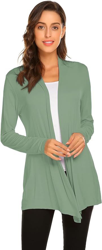 Womens Casual Lightweight Long Sleeve Cardigan Soft Drape Open Front Fall Dusters (S-3X) | Amazon (US)