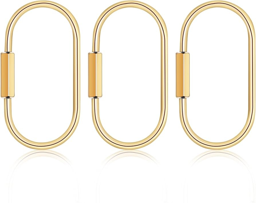 3 Pcs Brass Key Ring with Screw Lock - Durable Gold Carabiner Keychain Clip for Keys, Bags, Handb... | Amazon (US)