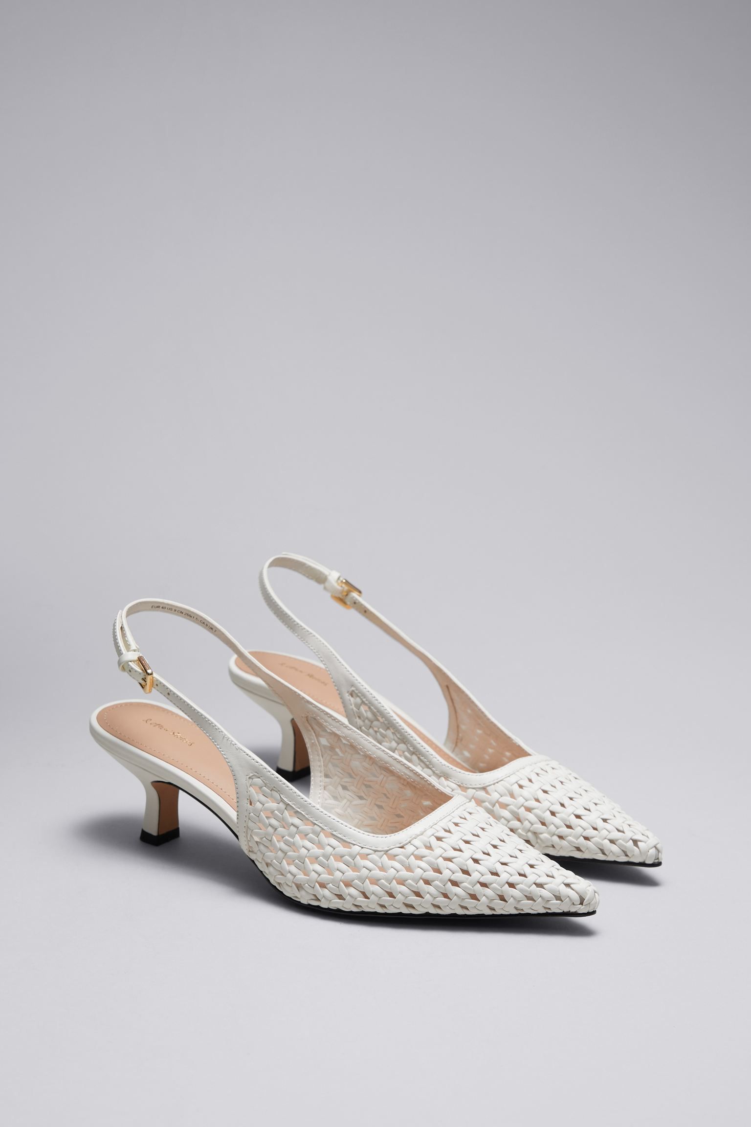 Braided Leather Pumps - Low heel - White - Ladies | H&M GB | H&M (UK, MY, IN, SG, PH, TW, HK)