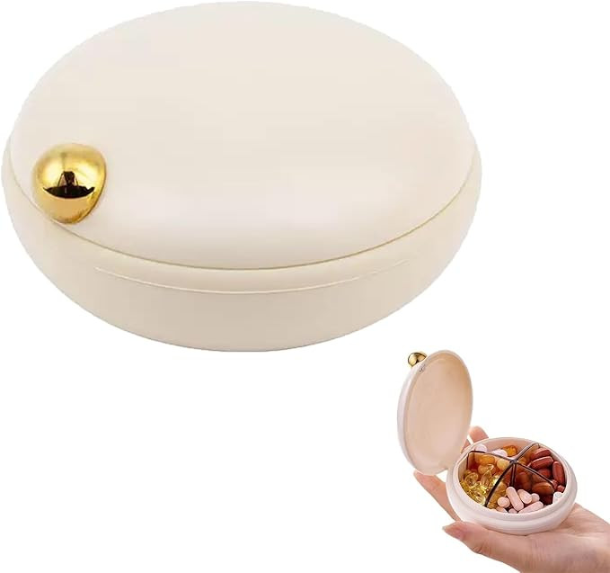 Cute Pill Holder for Purse, Daily Pill Organizer 4 Times a Day, Pill Travel Case, Portable Round ... | Amazon (US)
