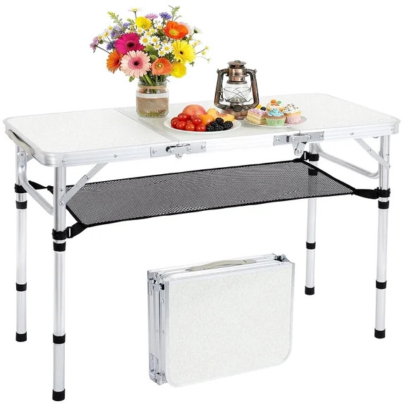 Portable Camping Table, LZNIOZ 3ft Folding Picnic Table with 3-Level Adjustable Height, Small Fol... | Walmart (US)