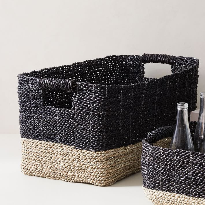 Two-Tone Woven Baskets &ndash; Natural/Black | West Elm (US)