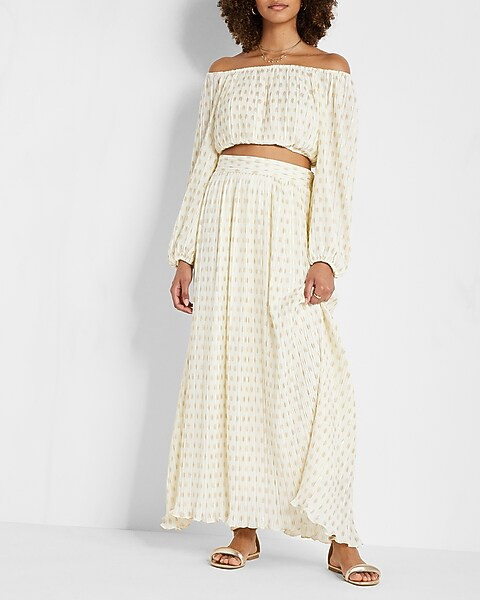 Rachel Zoe High Waisted Metallic Pleated Maxi Skirt | Express