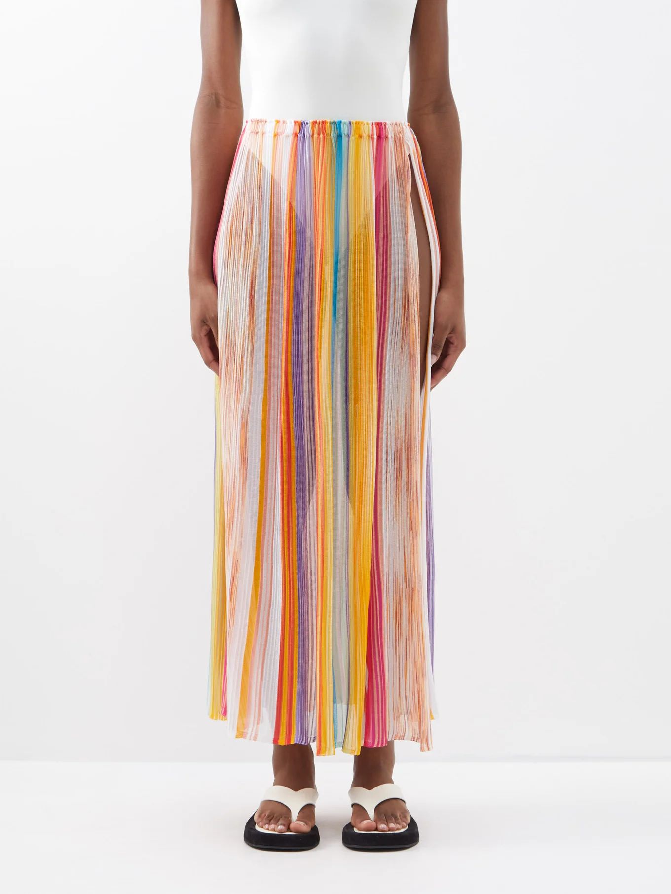Striped side-slit maxi skirt | Matches (US)