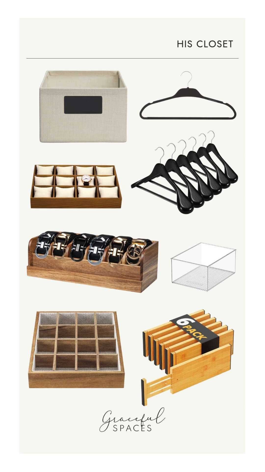 Sophisticated style at its peak in his Mississippi master closet.  Beautiful wood elements with blacks and neutrals from Neat Method, Amazon, and The Container Store complete the space. 

 #LTKHome #LTKFindsUnder50 #LTKMens