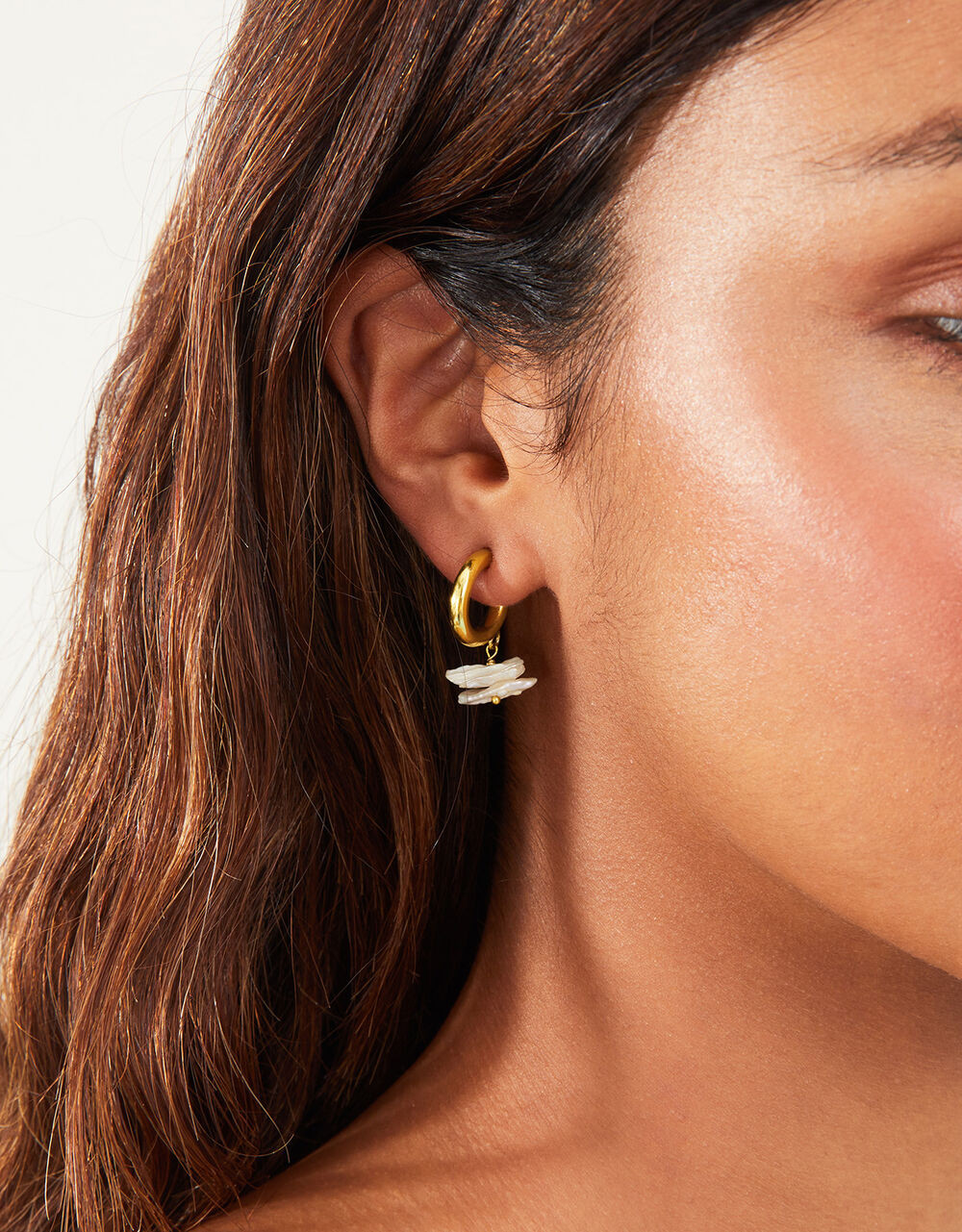 14ct Gold-Plated Keshi Pearl Hoop Earrings | Accessorize (Global)