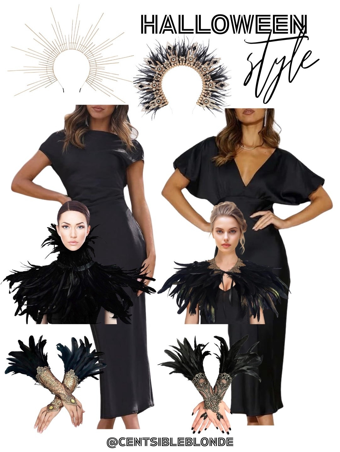 Easy Halloween outfit idea, Halloween party, Halloween costume, black satin dress, black dress, hair crown, head crown, Amazon style, Amazon costume, feather gloves, feather shawl, feather stole

#LTKHalloween #LTKSeasonal #LTKParties