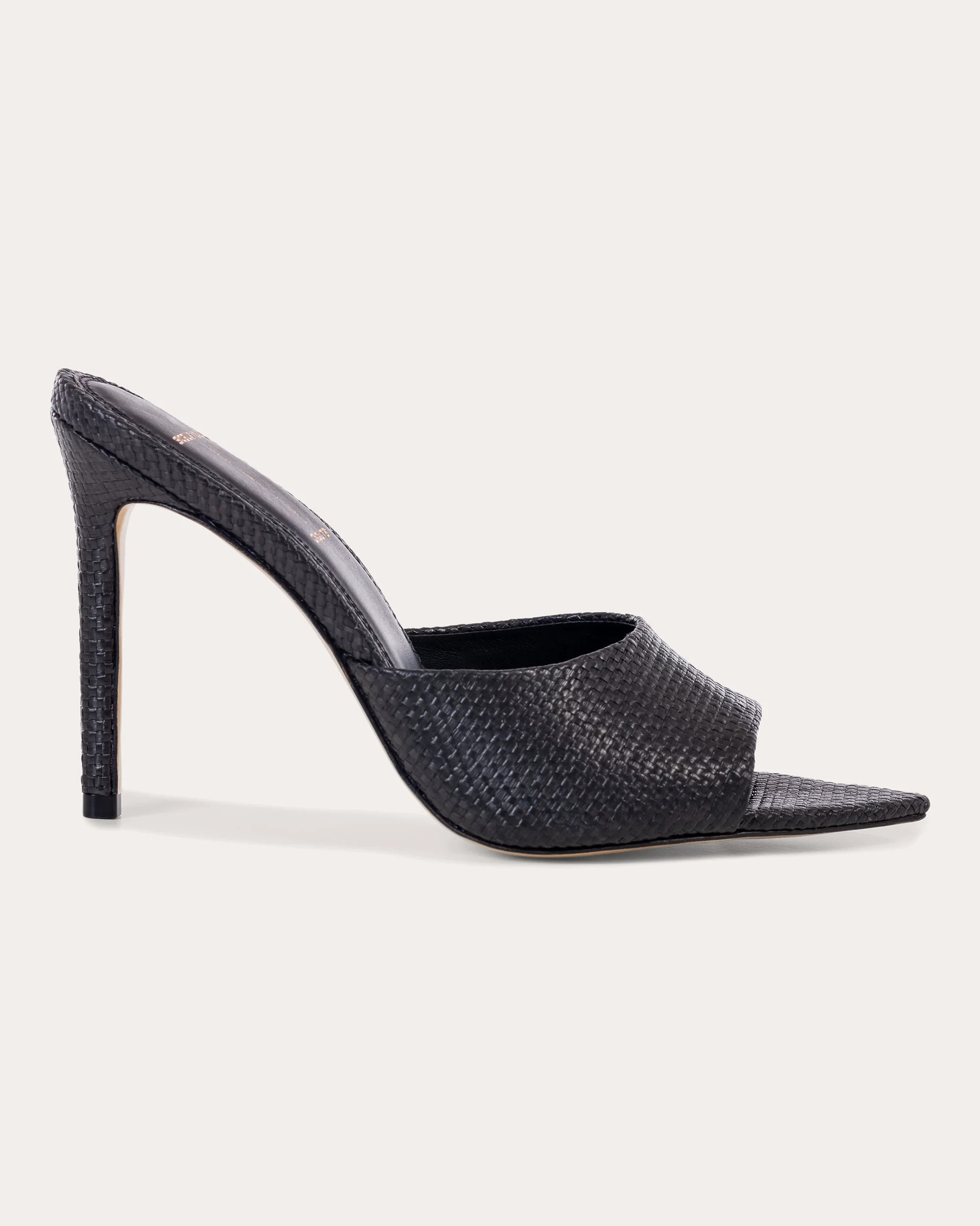 Black Suede Studio Women's Bella Raffia Mule in Black Raffia Leather | Olivela